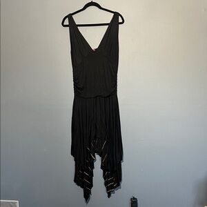 Black Maxi Handkerchief Hem Dress - Women